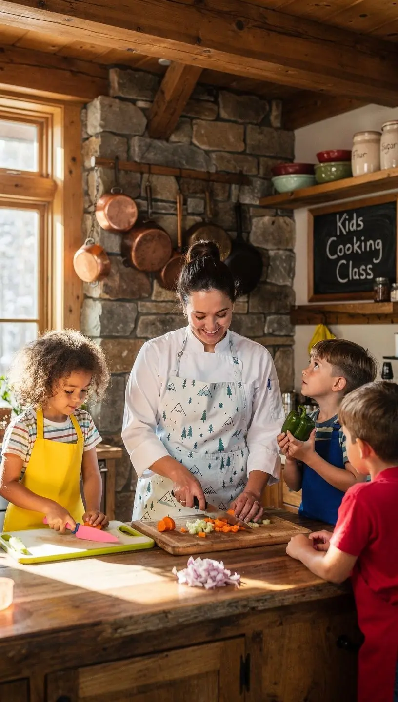 Kochutensilien und frische Zutaten auf einem Tisch, bereit für den Kochkurs.